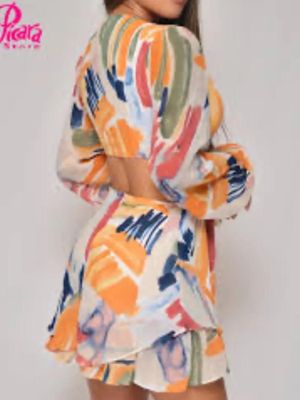 WORK OF ART ABSTRACT CUTOUT ROMPER Deep Plunge Open Back Bloomers Playsuit Small